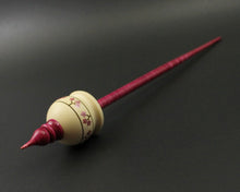Load image into Gallery viewer, Cauldron spindle in holly and hand dyed curly maple