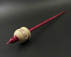 Cauldron spindle in holly and hand dyed curly maple