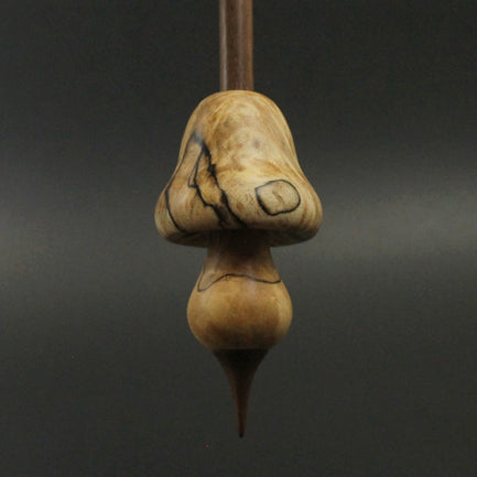 Mushroom support spindle in spalted hackberry and walnut