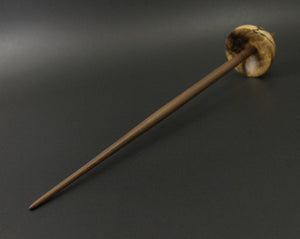 Tibetan style spindle in spalted hackberry and walnut