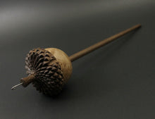Load image into Gallery viewer, Acorn drop spindle in maple burl and walnut