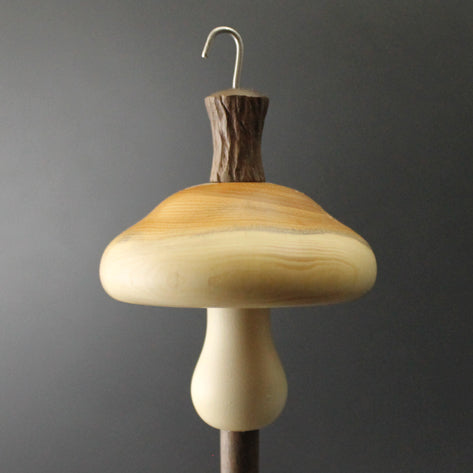 Drop spindle in yew, holly, and walnut
