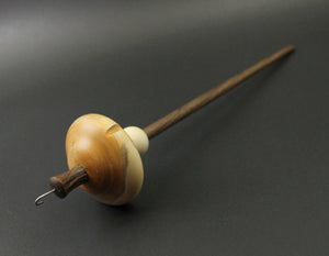Drop spindle in yew, holly, and walnut