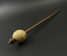 Load image into Gallery viewer, Egg bead spindle in elm burl and walnut with turquoise inlay