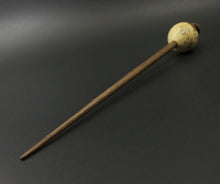 Load image into Gallery viewer, Egg bead spindle in elm burl and walnut with turquoise inlay