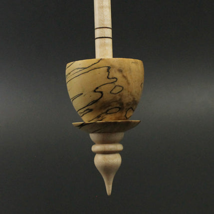 Teacup spindle in spalted maple and curly maple
