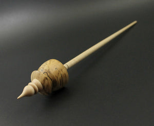 Teacup spindle in spalted maple and curly maple