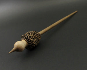 Morel mushroom support spindle in maple and walnut