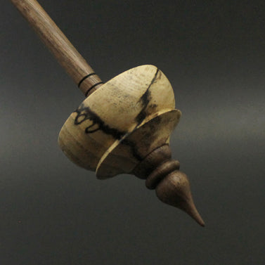 Tibetan style spindle in spalted hackberry and walnut
