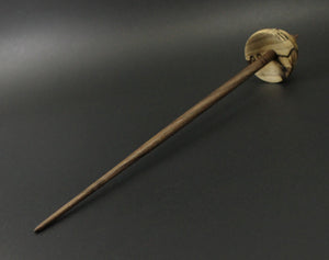 Tibetan style spindle in spalted hackberry and walnut