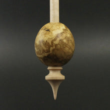 Load image into Gallery viewer, Egg bead spindle in maple burl and curly maple