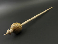 Load image into Gallery viewer, Egg bead spindle in maple burl and curly maple