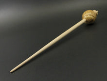 Load image into Gallery viewer, Egg bead spindle in maple burl and curly maple