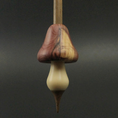 Mushroom support spindle in red cedar, holly, and walnut