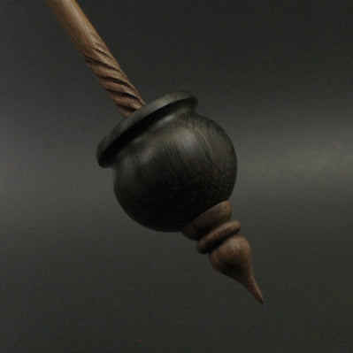 Cauldron spindle in bog oak and walnut