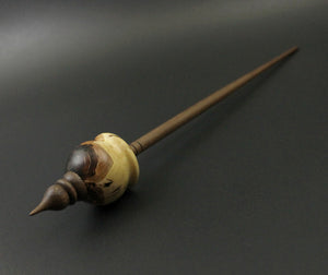 Cauldron spindle in elm burl, African blackwood, and walnut