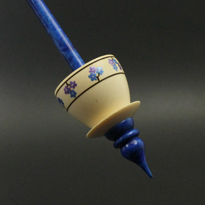 Teacup spindle in holly and hand dyed curly maple