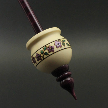 Cauldron spindle in holly and hand dyed curly maple (RESERVED for Nanette)