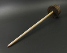 Load image into Gallery viewer, Toadstool stump drop spindle in walnut and curly maple
