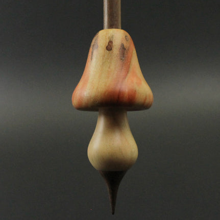 Mushroom support spindle in flame box elder and walnut