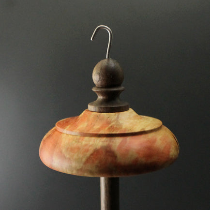 Drop spindle in flame box elder and walnut