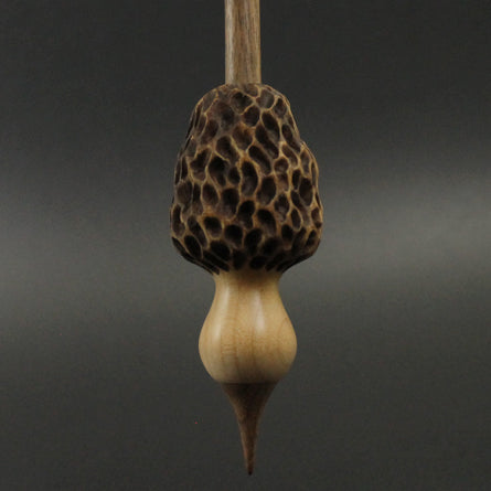 Morel mushroom support spindle in maple and walnut