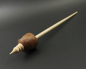 Teacup spindle in redwood lace burl and curly maple
