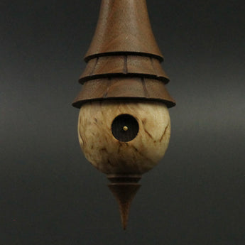 Wee folk spindle in Karelian birch and walnut