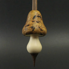 Load image into Gallery viewer, Mushroom support spindle in redbud burl, holly, and walnut