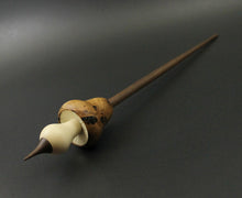 Load image into Gallery viewer, Mushroom support spindle in redbud burl, holly, and walnut