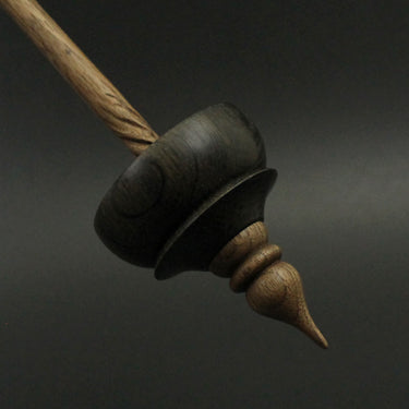 Tibetan style spindle in bog oak and walnut