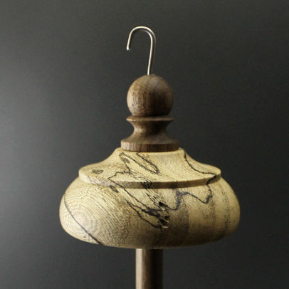 Drop spindle in spalted hackberry and walnut