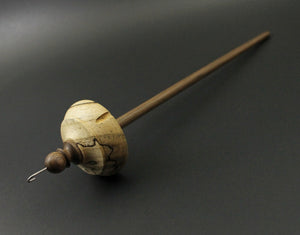 Drop spindle in spalted hackberry and walnut
