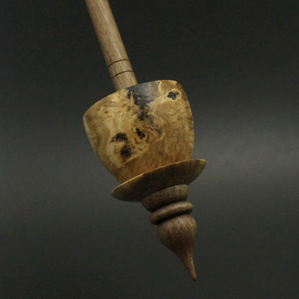 Teacup spindle in maple burl and walnut