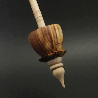Teacup spindle in red cedar and curly maple