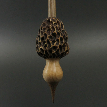 Morel mushroom support spindle in maple and walnut