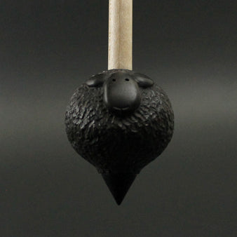 Sheep support spindle in African blackwood and curly maple