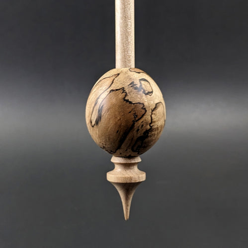 Egg bead spindle in spalted maple and curly maple (<font color=