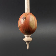 Load image into Gallery viewer, Egg bead spindle in flame box elder and curly maple