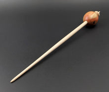 Load image into Gallery viewer, Egg bead spindle in flame box elder and curly maple