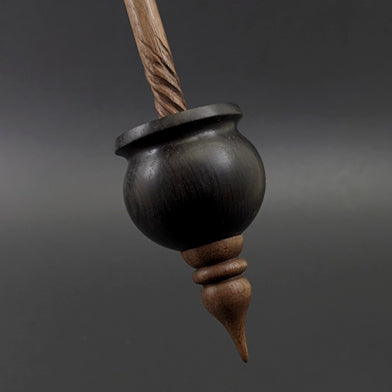 Cauldron spindle in bog oak and walnut