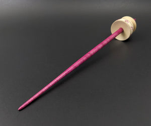 Teacup spindle in holly and hand dyed curly maple