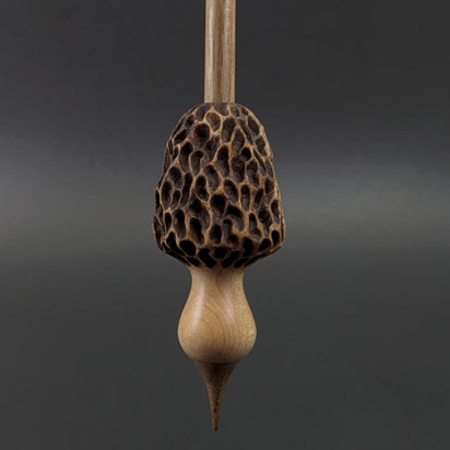 Morel mushroom support spindle in maple and walnut