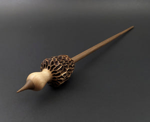 Morel mushroom support spindle in maple and walnut