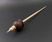 Load image into Gallery viewer, Cauldron spindle in walnut burl and curly maple with malachite inlay