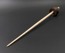 Load image into Gallery viewer, Cauldron spindle in walnut burl and curly maple with malachite inlay