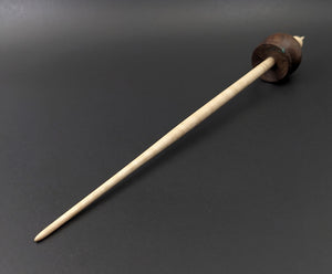 Cauldron spindle in walnut burl and curly maple with malachite inlay