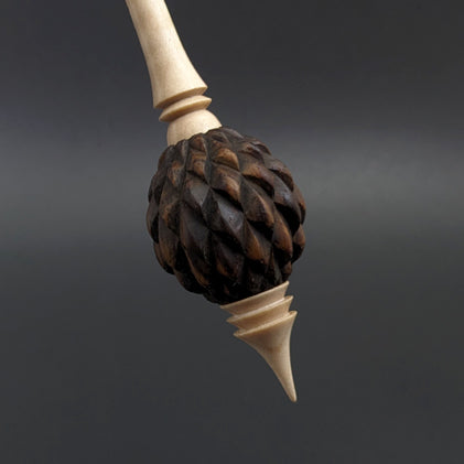 Dragon egg bead spindle in cocobolo and curly maple (<font color=