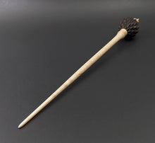 Load image into Gallery viewer, Dragon egg bead spindle in cocobolo and curly maple (&lt;font color=&quot;red&quot;&lt;b&gt;RESERVED&lt;/b&gt;&lt;/font&gt; for MaycoMakes)