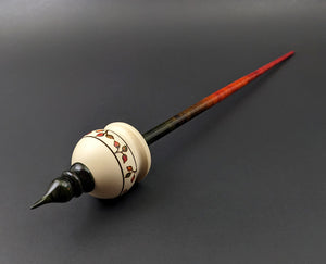 Cauldron spindle in holly and hand dyed curly maple